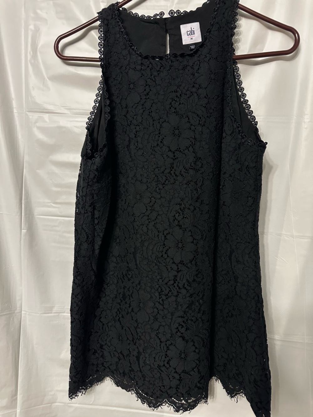 Cabi Black Lace Display Tank Top blouse, women’s size Medium